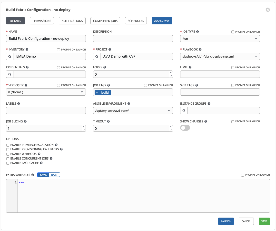 Create template in AWX
