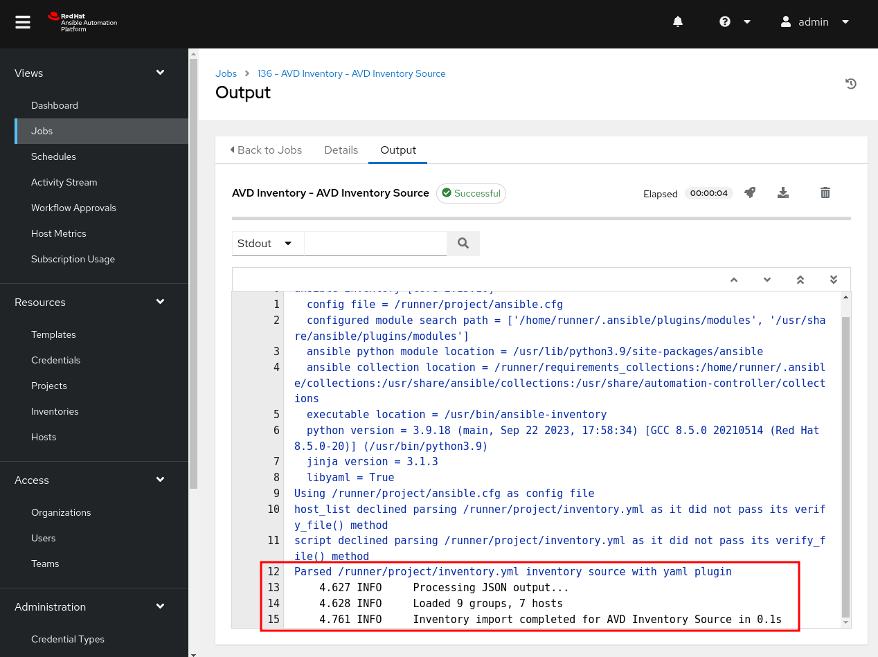 Sync job output